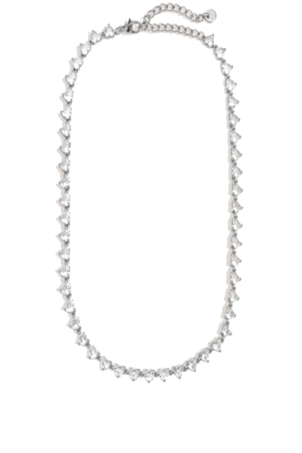 Diamanten harten ketting, Ketting, stainless steel, zirkonium, zilver