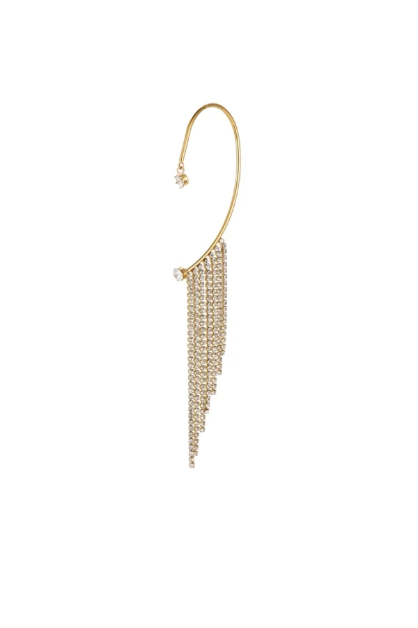Earcuff diamonds curtain, Earcuff, oorbellen, stainless steel, zirkonium, goud