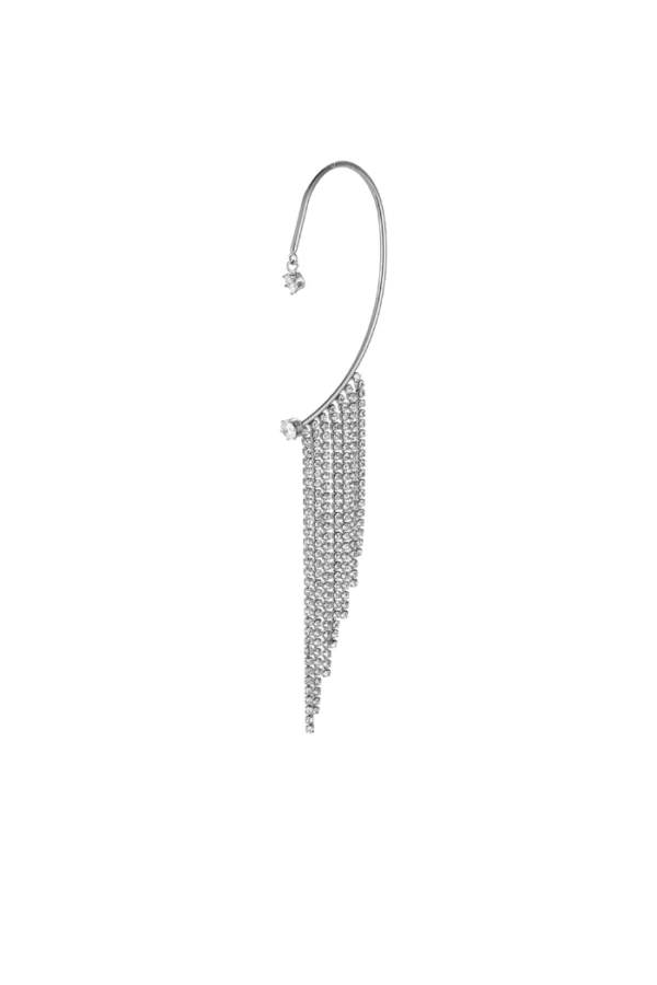 Earcuff diamonds curtain, Earcuff, oorbellen, stainless steel, zirkonium, zilver