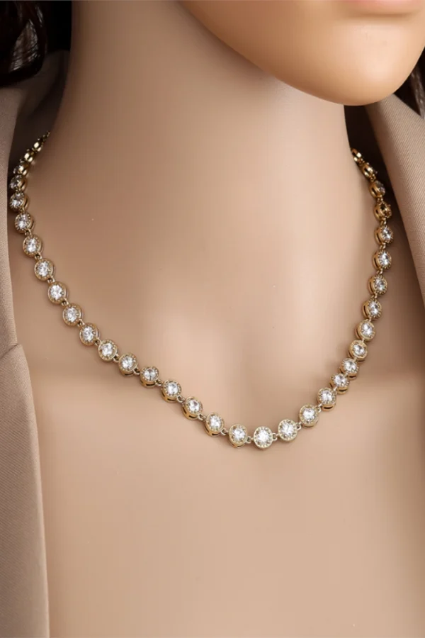 Ketting perfect diamand dots, Ketting, stainless steel, strass, goud