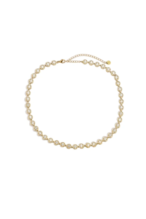 Ketting perfect diamand dots, Ketting, stainless steel, strass, goud