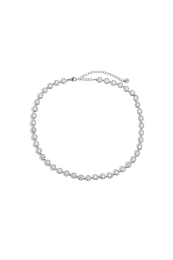 Ketting perfect diamand dots, Ketting, stainless steel, strass, zilver
