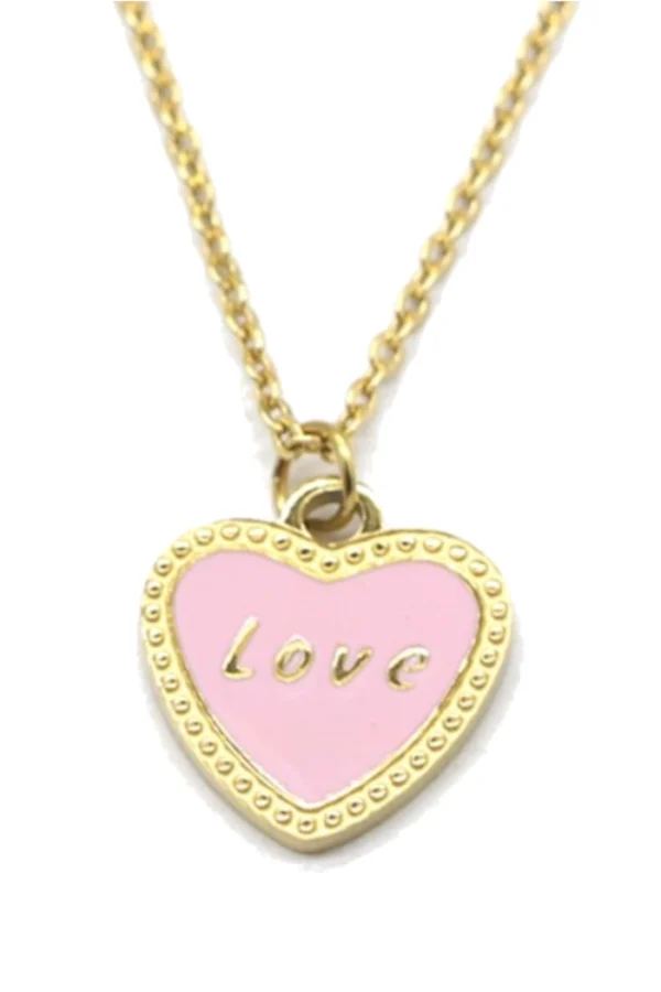 Ketting love hartje, Ketting, kinderen, stainless steel, goud