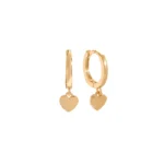 Mini hart oorbellen, Oorbellen, dames, stainless steel, lengte 17mm, goud kleurig,