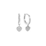 Mini hart oorbellen, Oorbellen, dames, stainless steel, lengte 17mm, zilver kleurig,