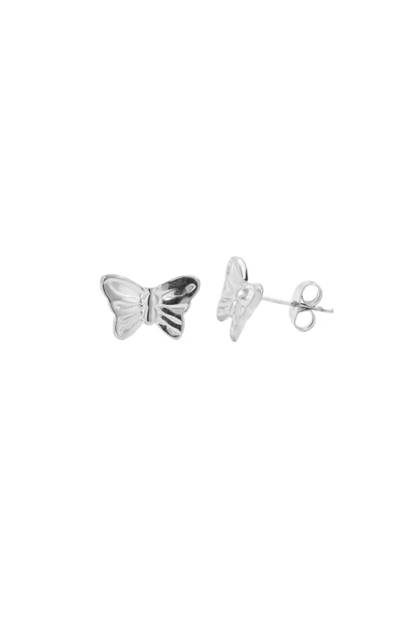 Vlinder oorbellen, Oorbellen, dames, stinless steel, circa 1 cm, zilver kleurig,