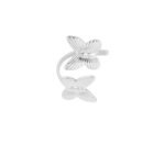 Double wings ring, Ring, dames, stainless streel, onesize, met vlinders, zilver kleurig