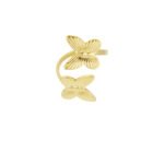 Double wings ring, Ring, dames, stainless streel, onesize, met vlinders, goud kleurig