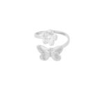 Ring butterfly bloom, Ring, dames, stainless steel, vlinders, zilver kleurig