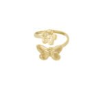 Ring butterfly bloom, Ring, dames, stainless steel, vlinders, goud kleurig