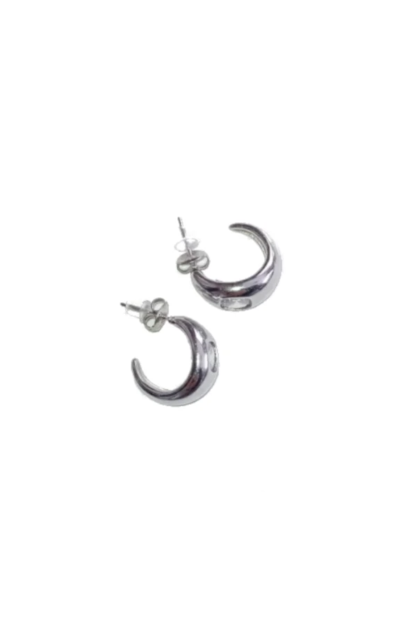 Vergulde dames hoepel oorbellen, Oorbellen, dames, stainless steel, zirkonium steen, zilver kleurig