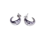 Vergulde dames hoepel oorbellen, Oorbellen, dames, stainless steel, zirkonium steen, zilver kleurig