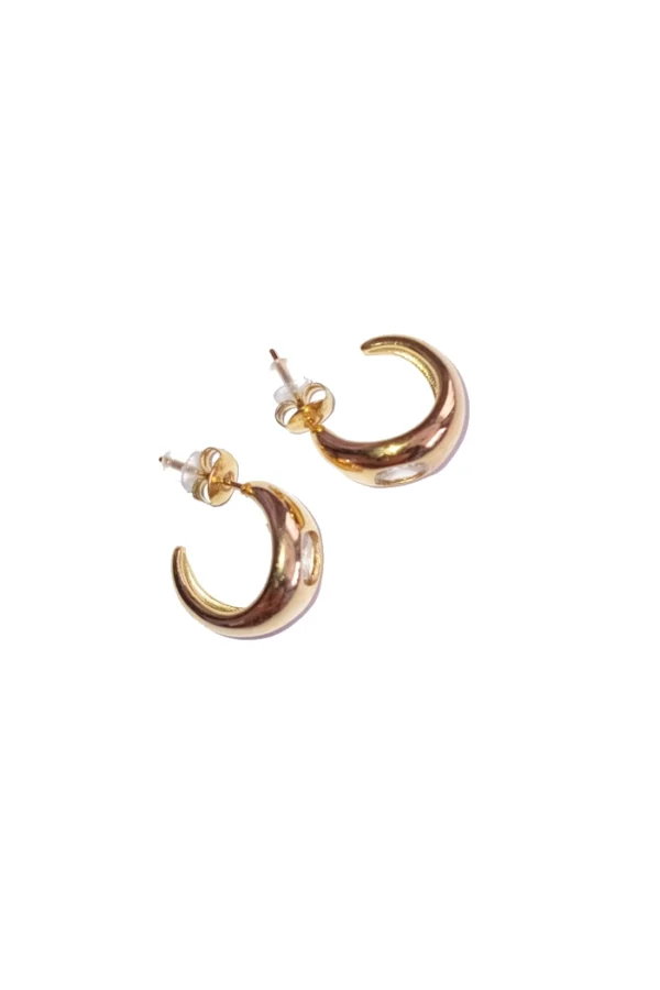 Vergulde dames hoepel oorbellen, Oorbellen, dames, stainless steel, zirkonium steen, goud kleurig