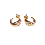 Vergulde dames hoepel oorbellen, Oorbellen, dames, stainless steel, zirkonium steen, goud kleurig