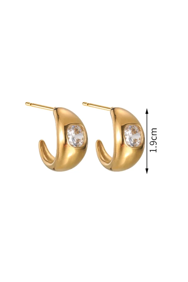 Vergulde dames hoepel oorbellen, Oorbellen, dames, stainless steel, zirkonium steen, goud kleurig