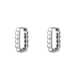 Rechthoekige oorbellen klein, Oorbellen, dames, met bolletjes, stainless steel, lengte 2 cm, bij 1,25 cm, zilver kleurig