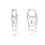 Oorbellen dainty dreamers, Oorbellen, dames, stainless steel, strass steentjes, zilver kleurig,