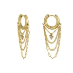 Oorbellen dainty dreamers, Oorbellen, dames, stainless steel, strass steentjes, goud kleurig,