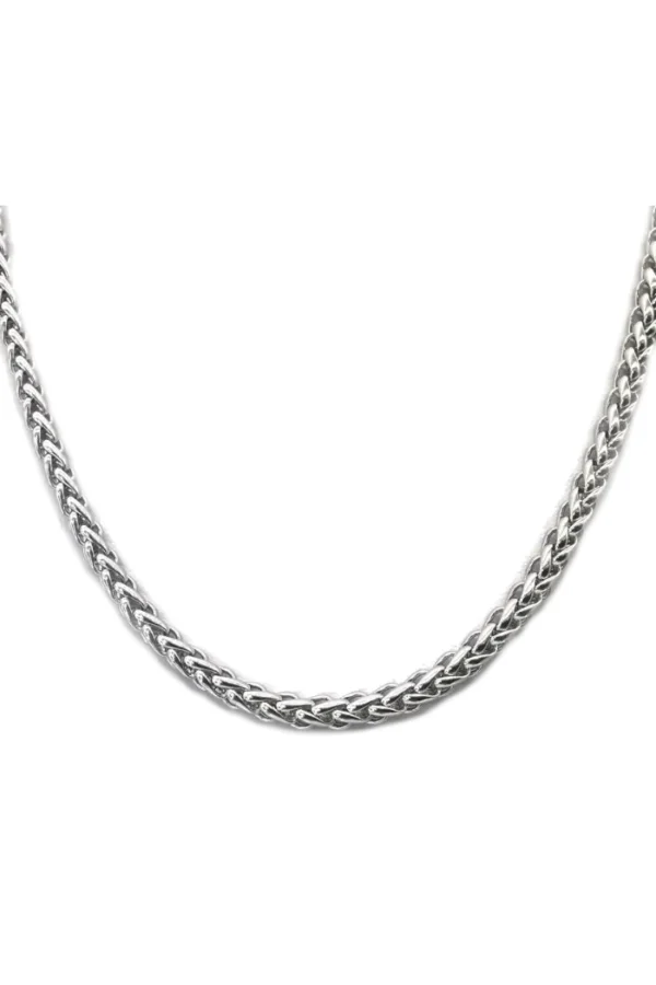 Vossen schakel ketting, Ketting, heren, stainless steel, 60cm, gevlochten ketting, zilver kleurig