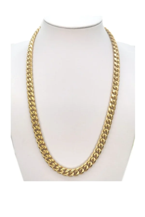 Ketting cubaanse schakel 10mm, Ketting, heren, stainless steel, lengte 60cm, goud kleurig