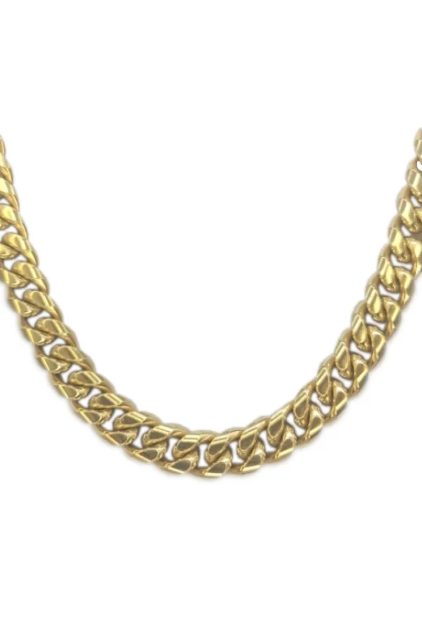 Ketting cubaanse schakel 10mm, Ketting, heren, stainless steel, lengte 60cm, goud kleurig