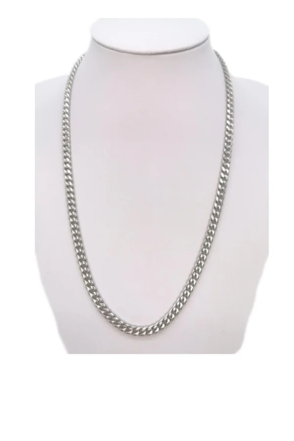 Ketting gourmet schakel, Ketting, heren, stainless steel, lengte 60 cm, breedte 6mm, zilver kleurig