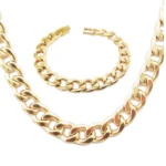 Set Gourmet ketting met armband, Set ketting met armband, heren, ketting lengte 60 cm, armband 22 cm breedte, 11 mm, goud kleurig