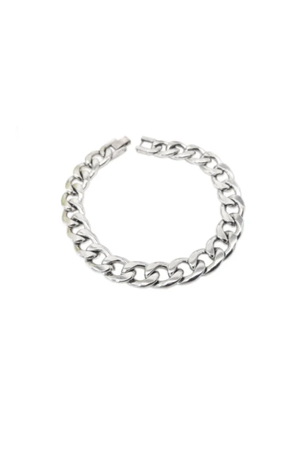 Set Gourmet ketting met armband, Set ketting met armband, heren, ketting lengte 60 cm, armband 22 cm breedte, 11 mm, zilver kleurig