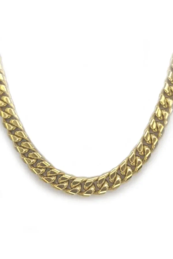 Set cubaanse ketting met armband 10mm, Ketting, heren, stainless steel, lengte 60, goud kleurig