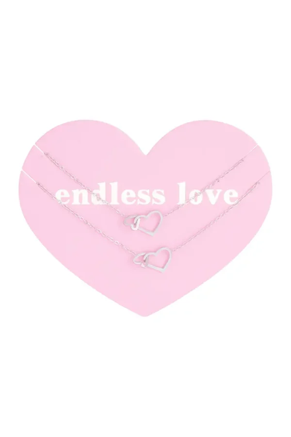 Ketting eternal love, Ketting, dames, stainless steel, 39 + 5 cm, hartjes, zilver kleurig,