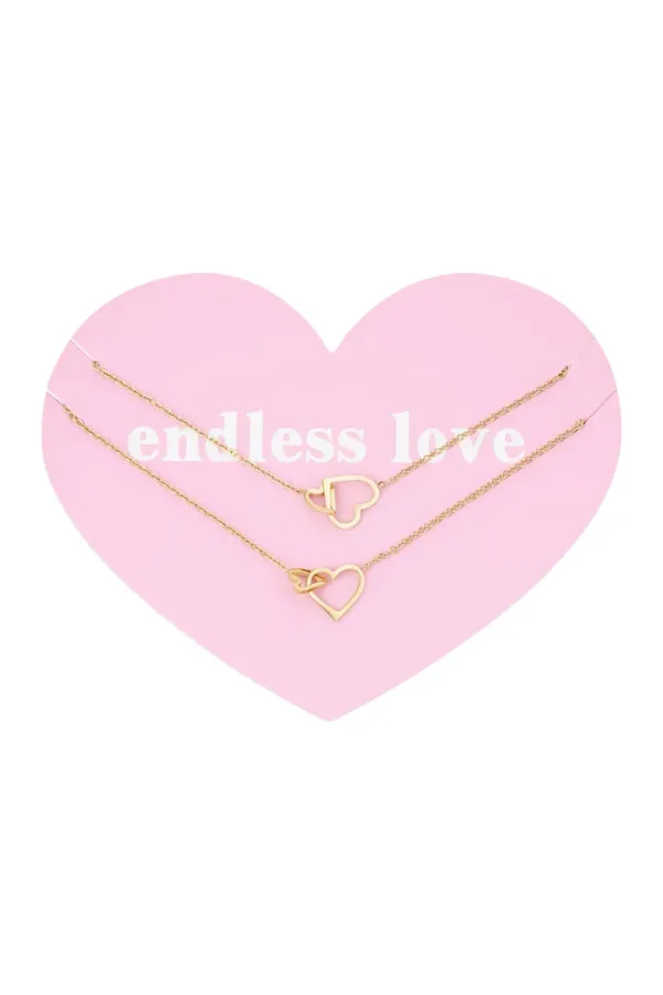 Ketting eternal love, Ketting, dames, stainless steel, 39 + 5 cm, hartjes, goud kleurig,
