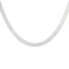Ketting plat gevlochten, stainless steel, 40 + 5 cm, zilver kleurig