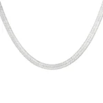 Ketting plat gevlochten, stainless steel, 40 + 5 cm, zilver kleurig