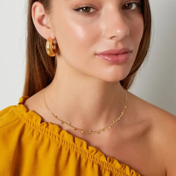 Ketting cirkel party, stainless steel, 39 + 5 cm, goud kleurig