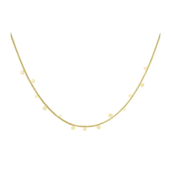 Ketting cirkel party, stainless steel, 39 + 5 cm, goud kleurig