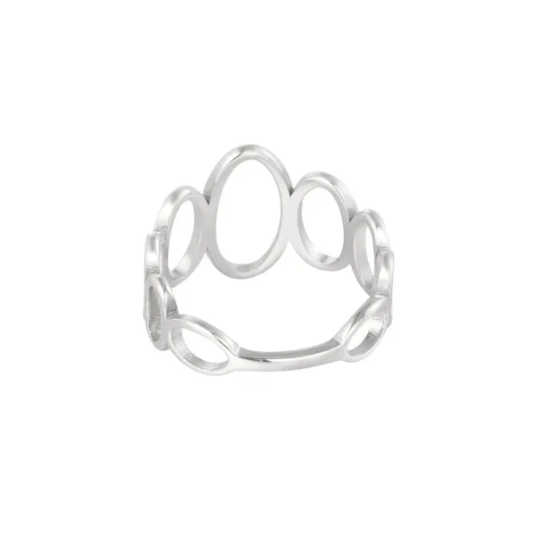 Ring open rondjes, stainless steel, maat 16, 17, 18, zilver kleurig