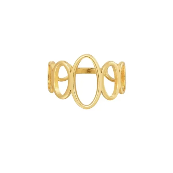 Ring open rondjes, stainless steel, maat 16, 17, 18, goud kleurig