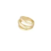 Ring drie lagen, stainless steel, maat 16, 17, goud kleurig