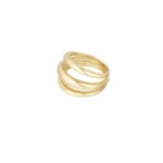 Ring drie lagen, stainless steel, maat 16, 17, goud kleurig