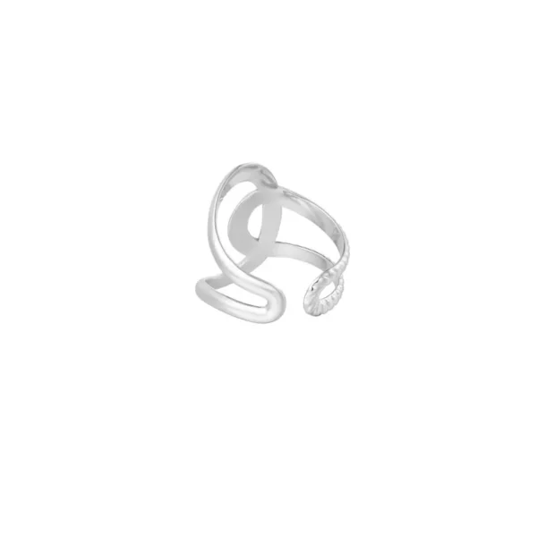 Ring knoop detail, stainless steel, Onesize, zilver kleurig