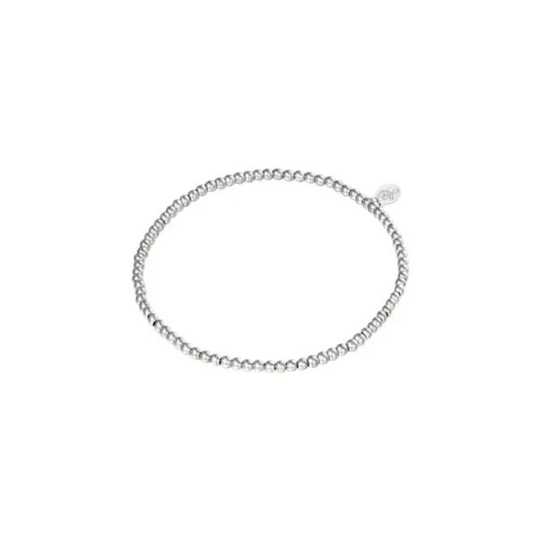 Armband big beads, stainless steel, kleine kralen, 17 cm, zilver kleurig