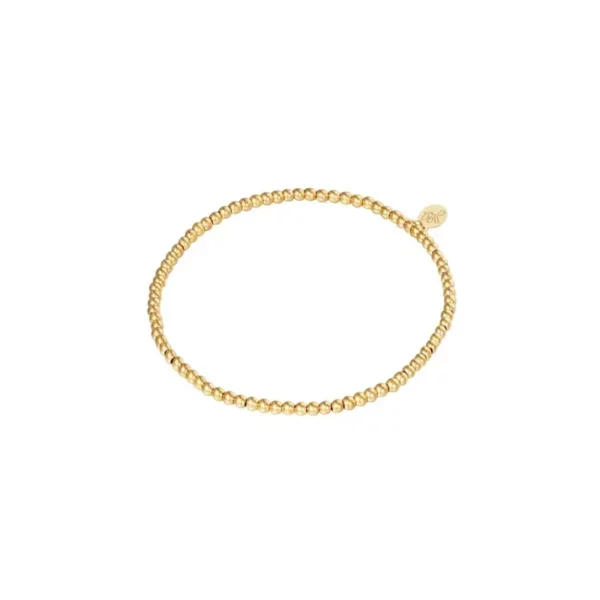 Armband big beads, stainless steel, kleine kralen, 17 cm, goud kleurig