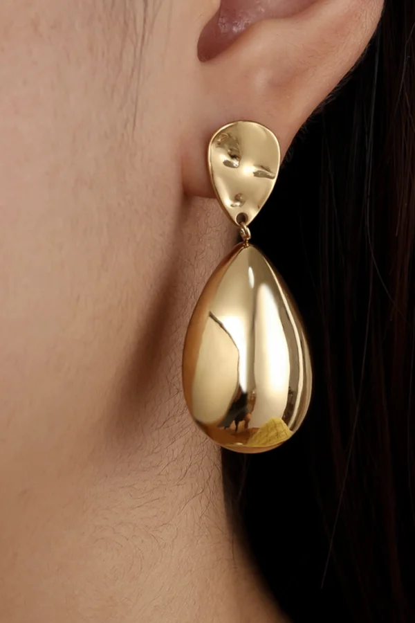 Oorbellen egg drop, Oorbellen, stainless steel, goud kleurig,