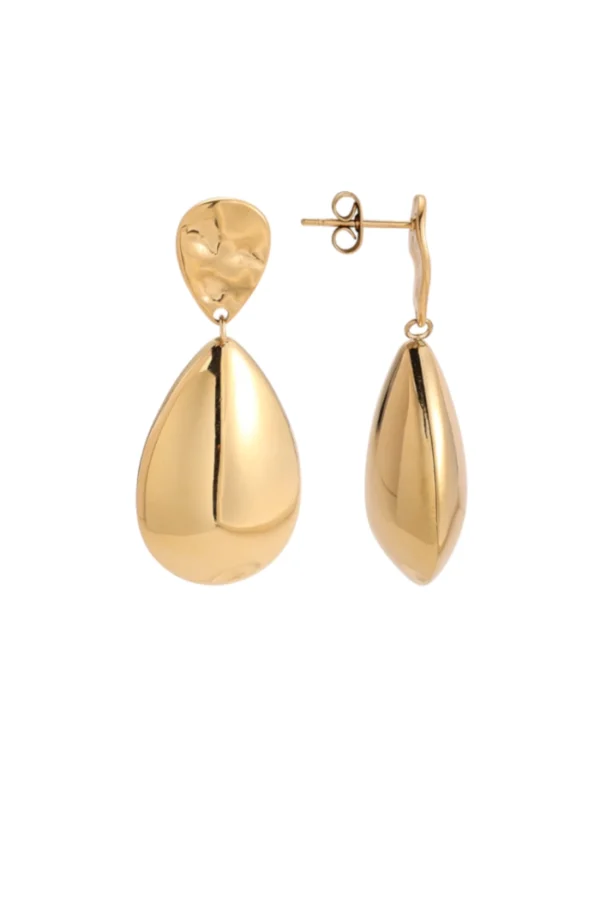 Oorbellen egg drop, Oorbellen, stainless steel, goud kleurig,