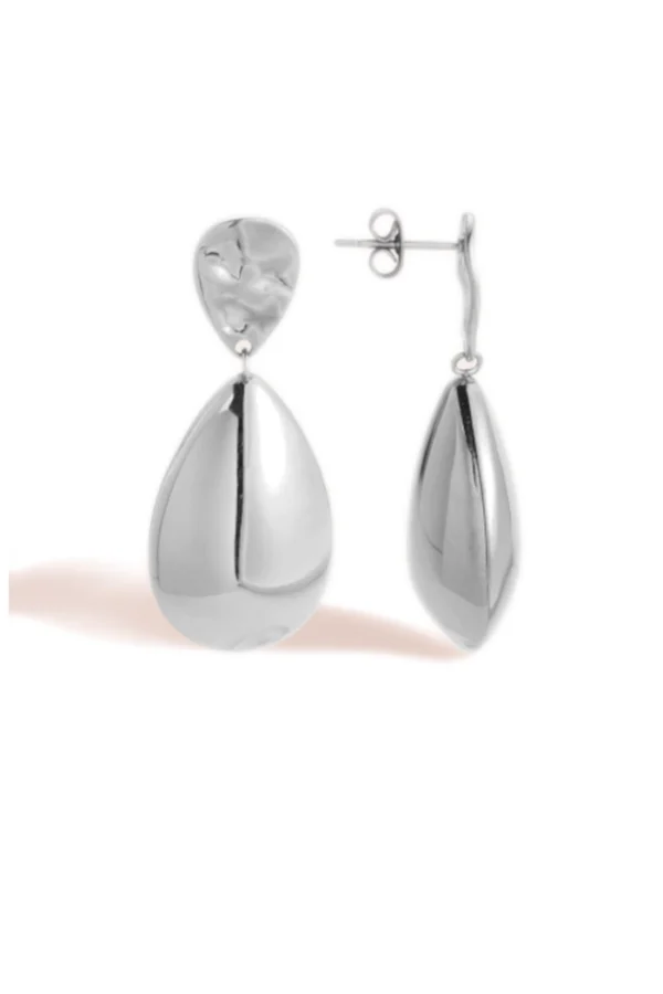Oorbellen egg drop, Oorbellen, stainless steel, zilver kleurig,