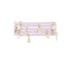 Dubbele armband met bloem bedels, Armband, kristal, koper, 18 cm, roze kleur,