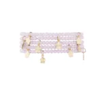 Dubbele armband met bloem bedels, Armband, kristal, koper, 18 cm, roze kleur,