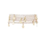 Dubbele armband met bloem bedels, Armband, kristal, koper, 18 cm, grijze kleur,