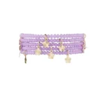 Dubbele armband met bloem bedels, Armband, kristal, koper, 18 cm, lila kleur,