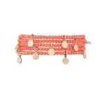 Armband met munt bedels, Armband, kristal, koper, 18 cm, oranje kleur,